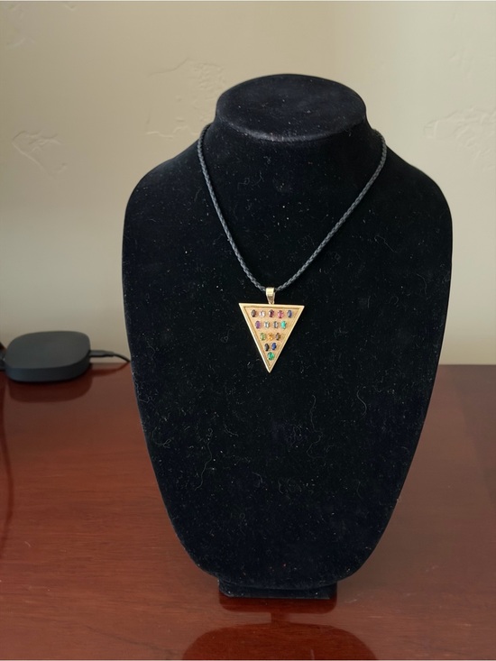 Hand Crafted Jewelry - Custom & Handcrafted Vintage 14k Triangle Pendant w/18k Gold/Leather Choker OOAK